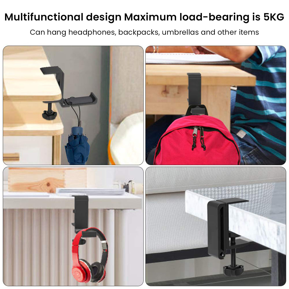 ZORBES® 1PCS Headphone Stand Hanger Holder, Foldable Aluminum Desk Headphone