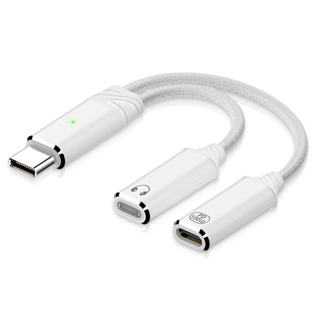 ZORBES® AuviPal 2-in-1 USB C to Audio Adapter with 100W Charging Port,