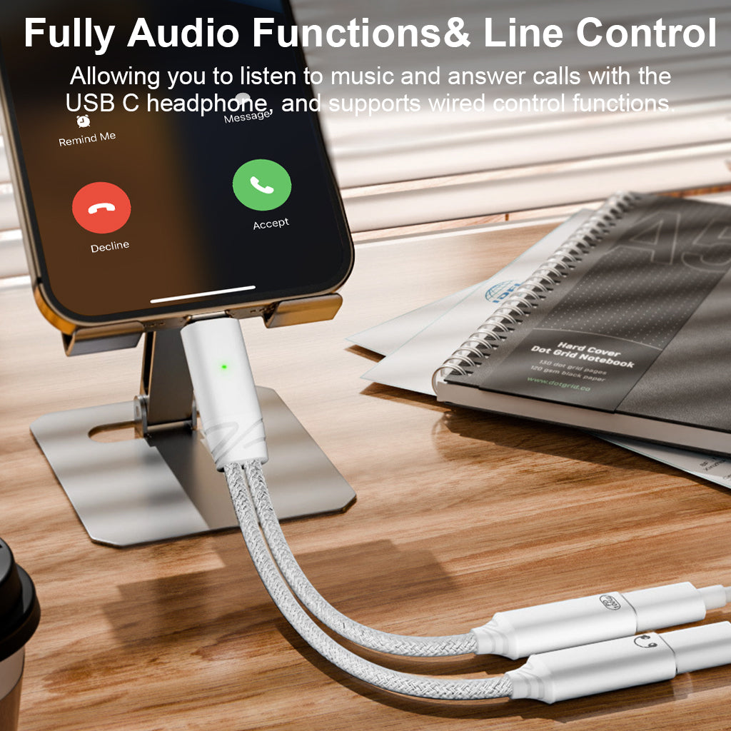 ZORBES® AuviPal 2-in-1 USB C to Audio Adapter with 100W Charging Port,