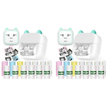 Zeitel® Portable Thermal Mini Printer for Students Home Use Bluetooth Mobile Android iOS Sticker Question Bank Flashcards Journal Photos Notes Label 2 PCS