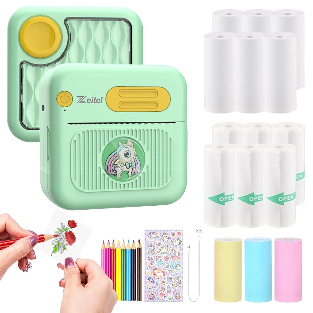 ZORBES® Portable Thermal Printer, Mini Stick Printer, Bluetooth Pocket Printer Compatible