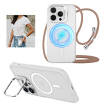 ZORBES® Phone Case for Phone 16 Pro Sleek White TPU Matte Phone Case with Lanyard 2 in 1 Magnetic Lens Protector Frame Design, Magnetic Phone Case for Mag Safe Support Wireless Charging