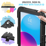 ZORBES® Cover Case for iPad 10th Gen Rugged Silicone Case Cover with Back Bracket & Hand Strap 360 Degree Rotatable Kickstand Bracket Design Protective Case for iPad 10th Gen
