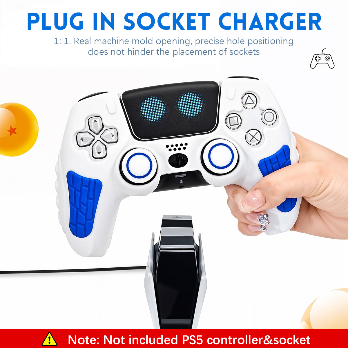 ZORBES® PS5 Controller Cover Case, Silicone Cover for PS5 Game Controller, Protective Cover for Dual Sense Controller with 2 Thumb Grip Caps & Touchpad Sticker