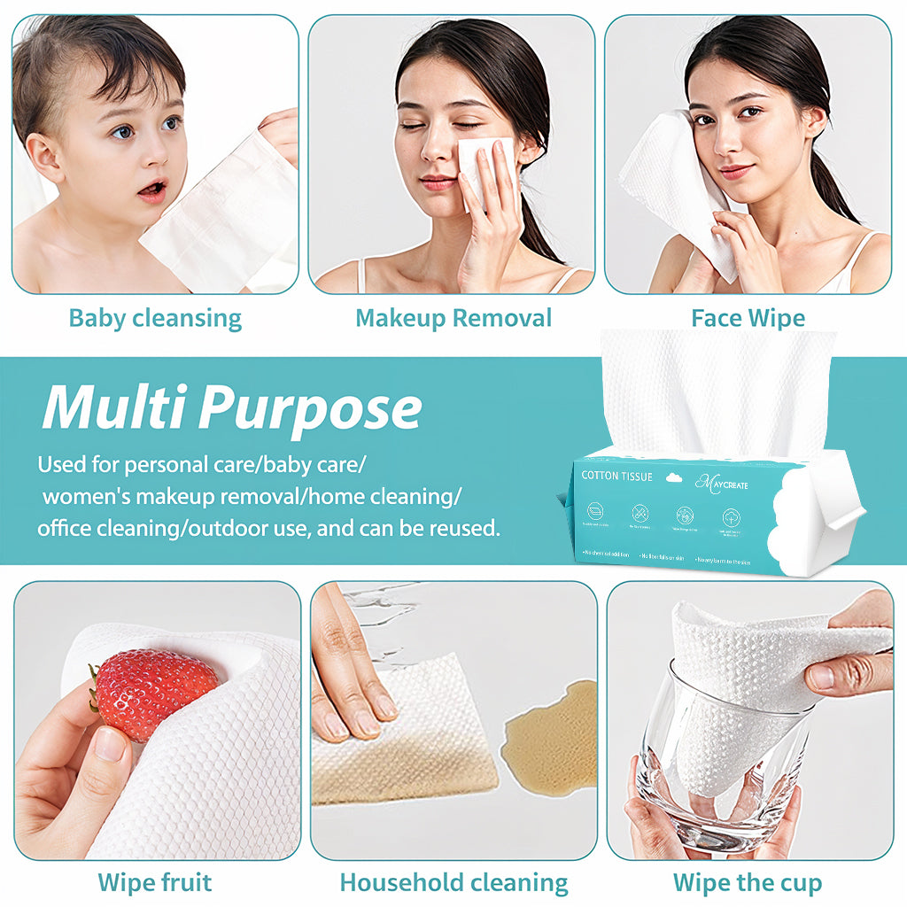 ZORBES® Toallitas faciales secas, pañuelos multiusos para el cuidado de la piel del rostro y desmaquillantes