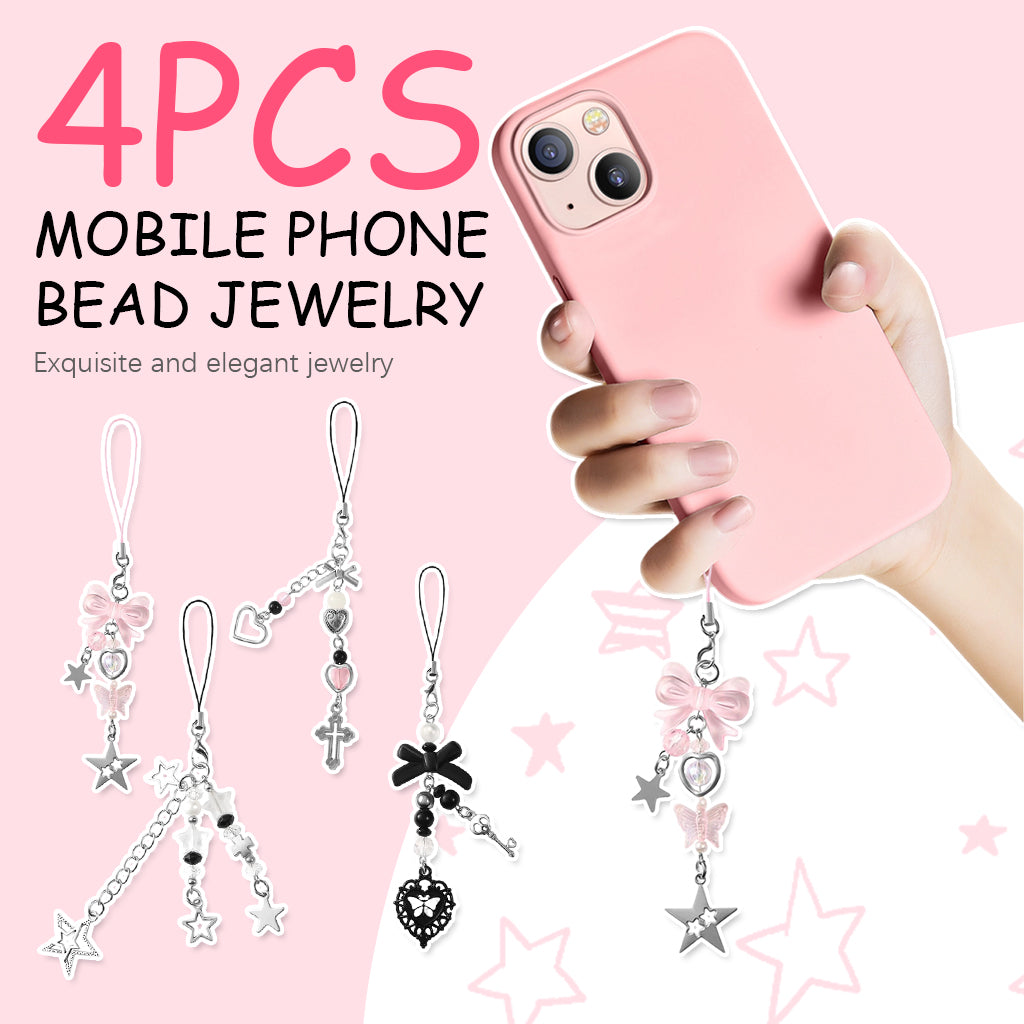 ZORBES® 4Pcs Cute Phone Charms for Girls, Bag Charms Mobile Charms Y2K Charms for Phone Case, Stylishly Sweet Mobile Phone Charms Phone Chain Mobile Accessories Phone Hanging Chain Gift for Girls