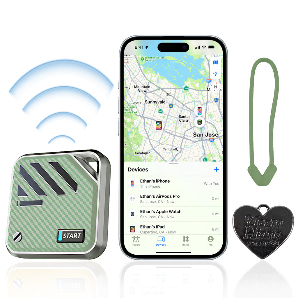 Verilux® Magnetic Item Finder with Loop Hole Bluetooth Tracker Compatible with"Find My" App Key Finder Luggage Tracker Dog Tracker People Location Tracker for Kids, Elders, No Battery Inside, Green