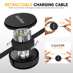 Verilux® 3 in 1 USB to Type C Cable, PD 100W Multi USB A/C to USB C/Light-ning/Micro USB Cable, 3.6FT Retractable Car Charger Type C Cable for iPhone 16/15/14, Galaxy S24/S23, Android, Laptop