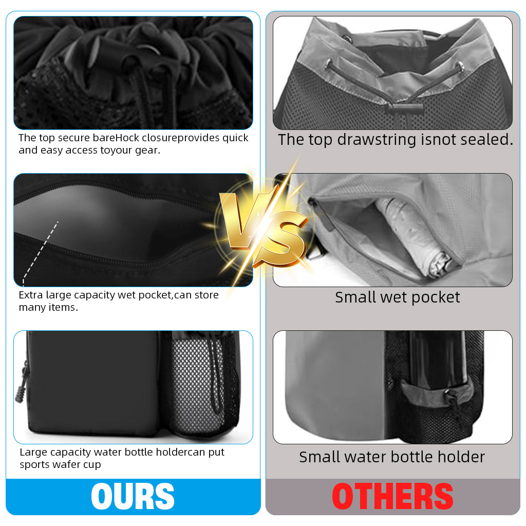 ZORBES® Drawstring Swimming Bag Quick Dry Mesh Beach Bag Backpack Swimming Gear Bag Lightweight Drawstring Bag Multifunctional Outdoor Bag for Riding, Hiking, Swimming, Camping, 30L