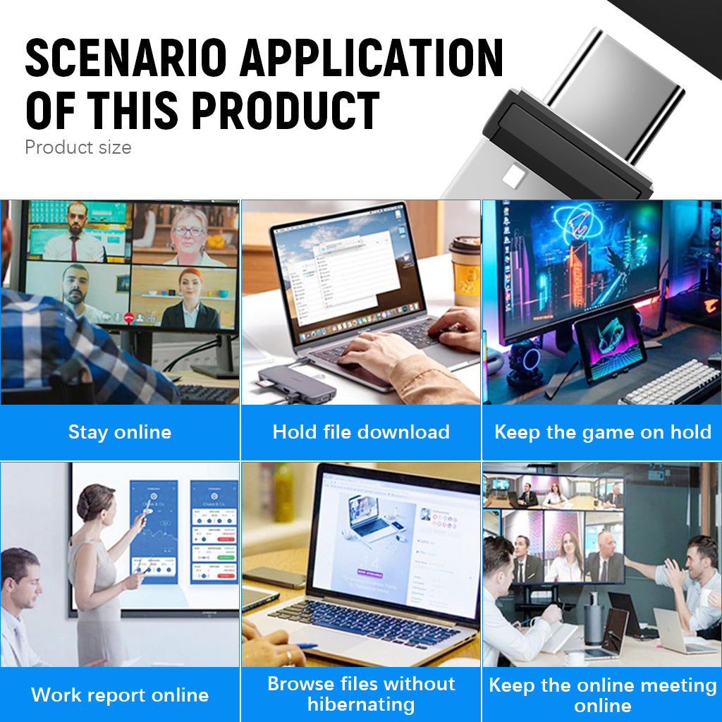 Verilux® Mouse Jiggler 2 in 1 USB A and USB C Undetectable Mouse Mover, Automatic Mouse Shaker Automatic Mouse Wiggler Device, Driver-Free Mouse Movement Simulator Keeps Computer/Laptop Awake