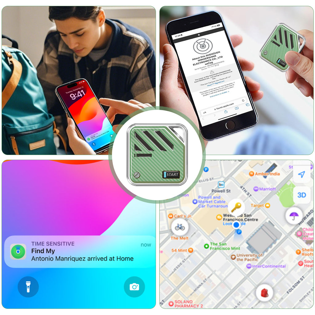 Verilux® Magnetic Item Finder with Loop Hole Bluetooth Tracker Compatible with"Find My" App Key Finder Luggage Tracker Dog Tracker People Location Tracker for Kids, Elders, No Battery Inside, Green