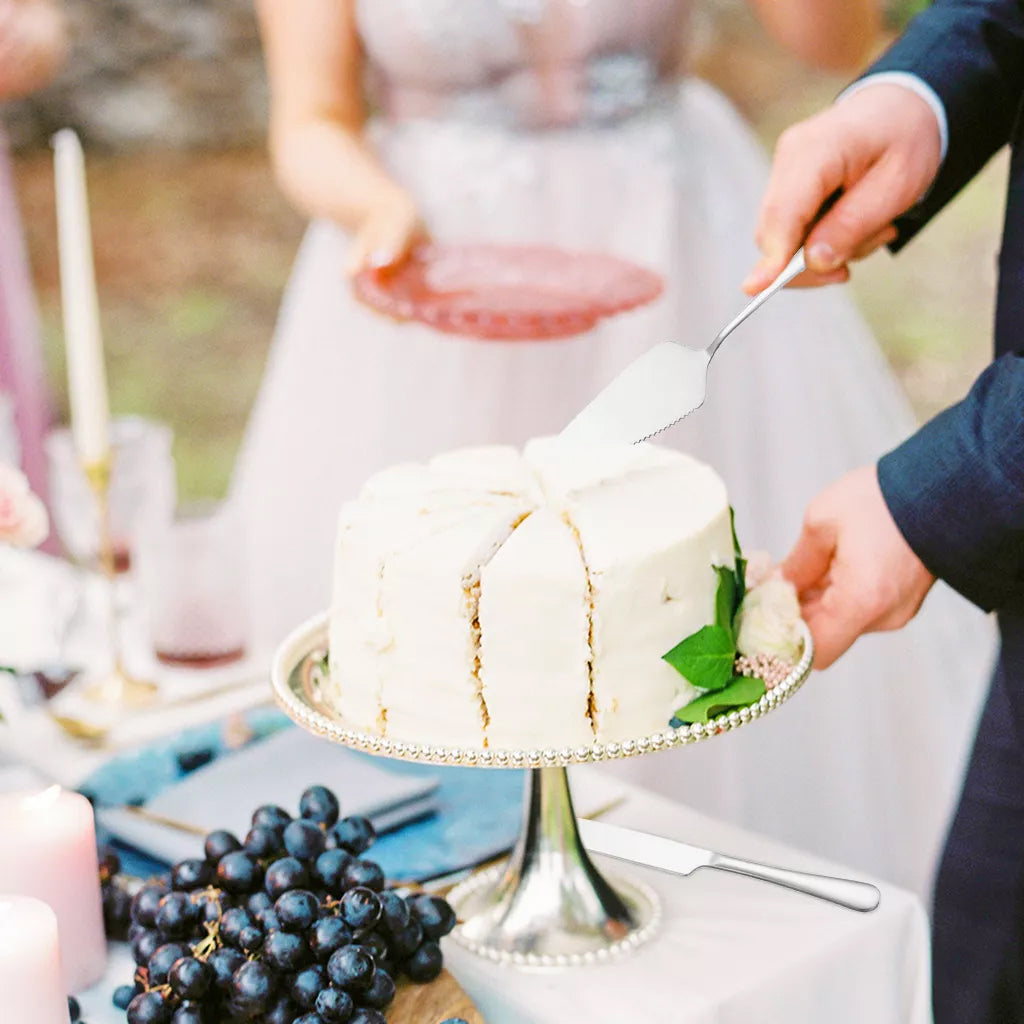 ZORBES® Juego de Cuchillos de Corte de Pastel de Acero Inoxidable, Set de Cuchillo para Pastel de Boda, Set de Acero Inoxidable para Servir Pastel de Boda Cumpleaños Fiestas y Eventos