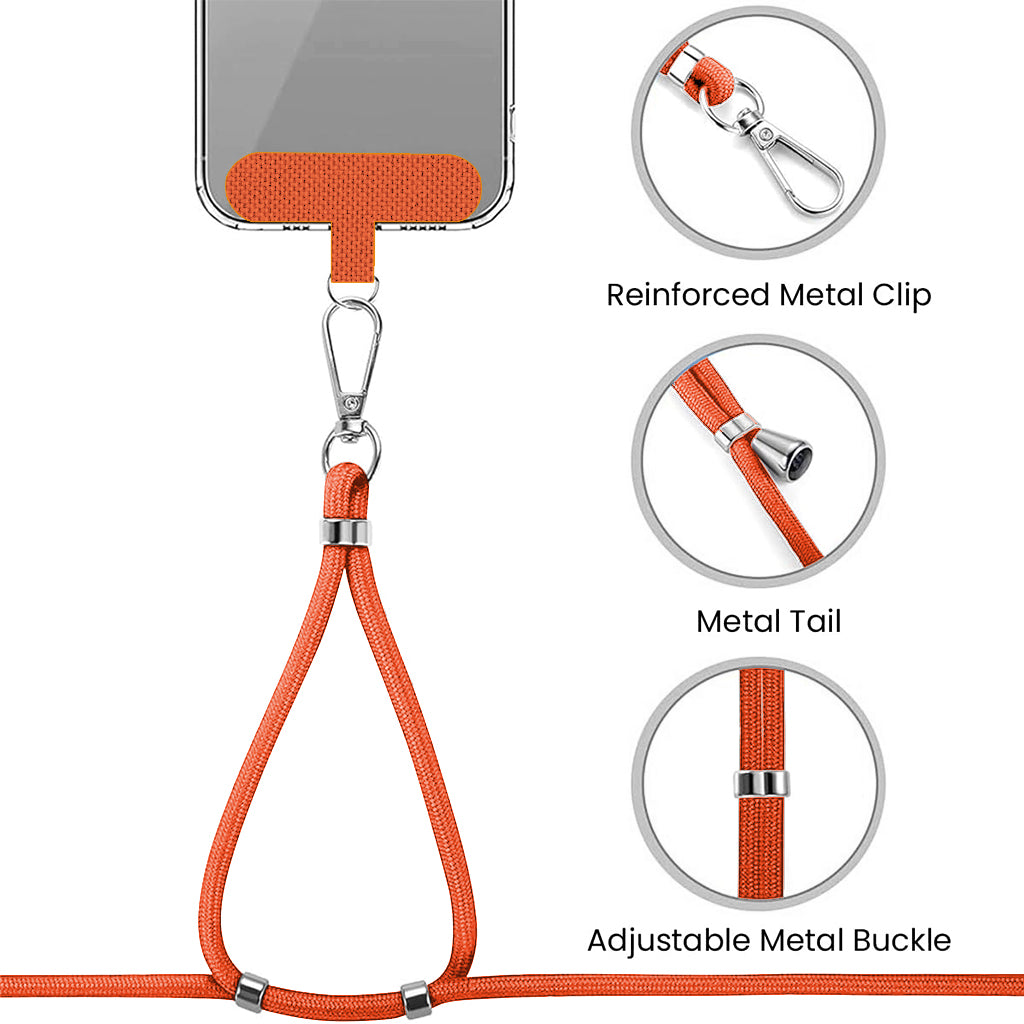 ZORBES® Phone Neck Strap and Wrist Strap Adjustable Nylon Phone Sling Strap with Attachment Insert Quick Release Phone Strap Phone Shoulder Strap Universal Phone Strap Lanyard, Orange