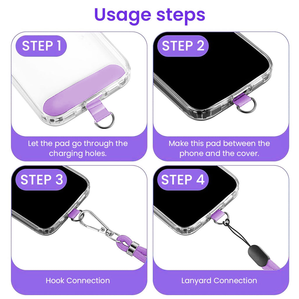 ZORBES® Phone Neck Strap and Wrist Strap Adjustable Nylon Phone Sling Strap with Attachment Insert Quick Release Phone Strap Phone Shoulder Strap Universal Phone Strap Lanyard, Purple