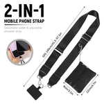 ZORBES® Phone Strap with Zippered Pouch, Clip and Go Strap for Phone with Wallet Crossbody, Fashion 2 in 1 Phone Sling Bag Multi Purpose Phone Sling Travel Cash Bag Beach Wear Accessory Bag