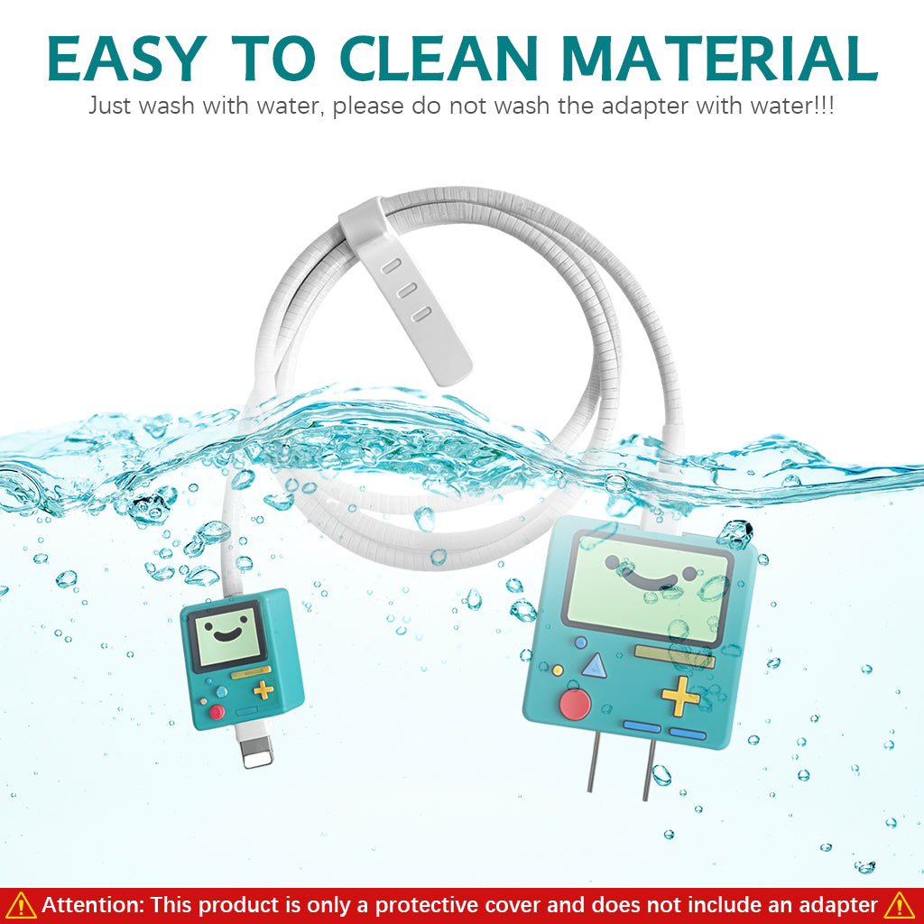 Verilux® Charger Protector, for iPhone Charger Case Cover, Set of 4Pcs Silicone Charger Cover Cable Coil Sleeve Cable Connector Cartoon Case Compatible with 18W-20W iPhone Charger, Cable Protector