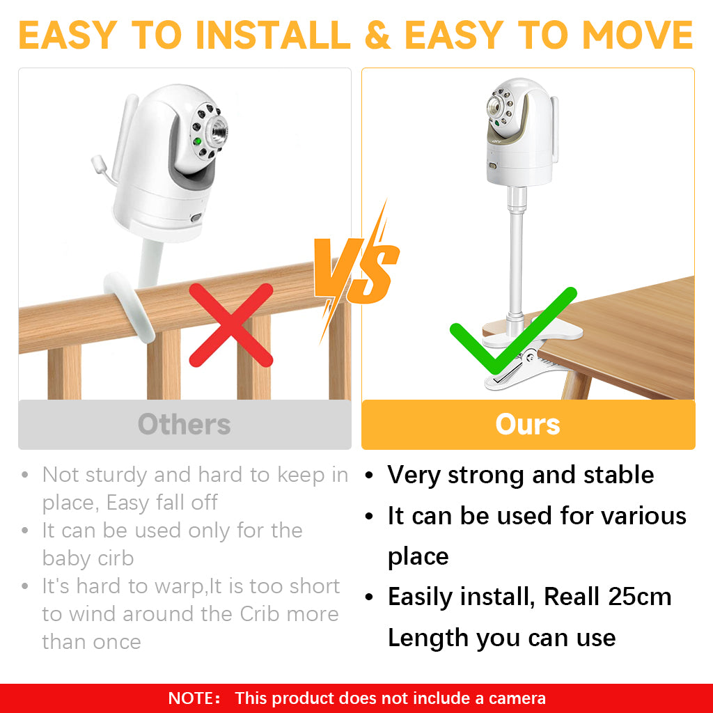 ZORBES® 9.8 inches Flexible Baby Monitor Clip Camera Mount 1/4" Threaded Hole, Flexible Gooseneck Baby Monitor Mount Stand Compatible with Infant Optics DXR-8 and DXR-8 PRO Video Baby Monitor Camera