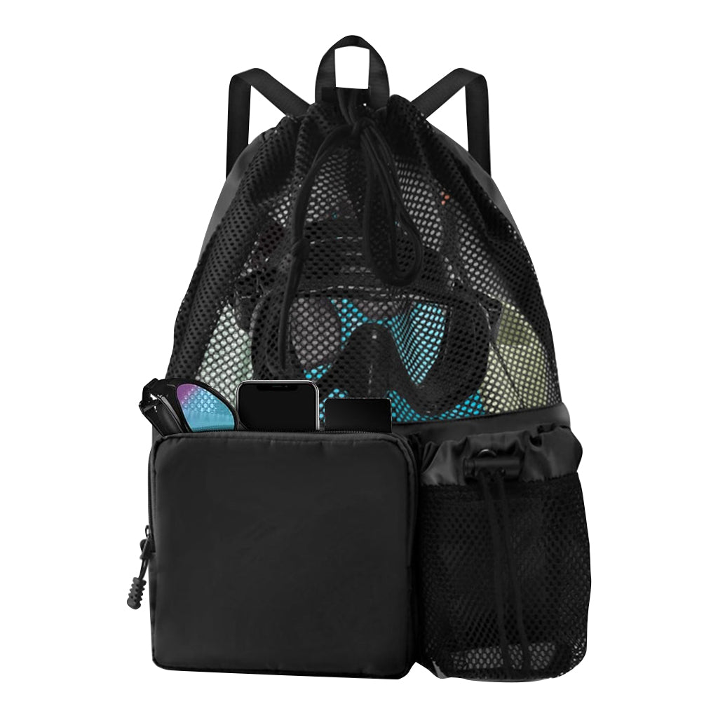 ZORBES® Drawstring Swimming Bag Quick Dry Mesh Beach Bag Backpack Swimming Gear Bag Lightweight Drawstring Bag Multifunctional Outdoor Bag for Riding, Hiking, Swimming, Camping, 30L