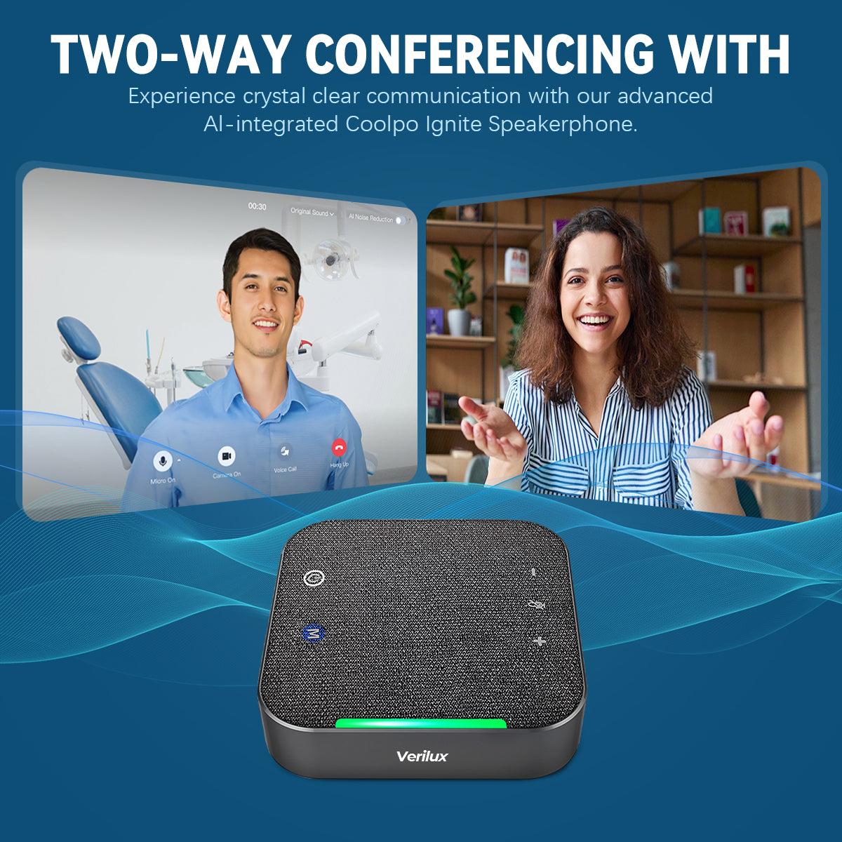Verilux® USB Conference Speaker Noise Reduction Speakerphone with Mute Button, 360° Voice Pickup, Meeting Speakerphone Conference Mic and Speaker, Adjustable Volume, USB Plug and Go