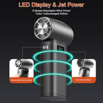 ZORBES® Turbo Jet Blower 130000RPM USB Charging Turbo Blower Machine 6000mAh Battery USB Charging for Car Duster Air Duster with Emergency Light LED Display Turbo Jet Fan for Hiking Camping