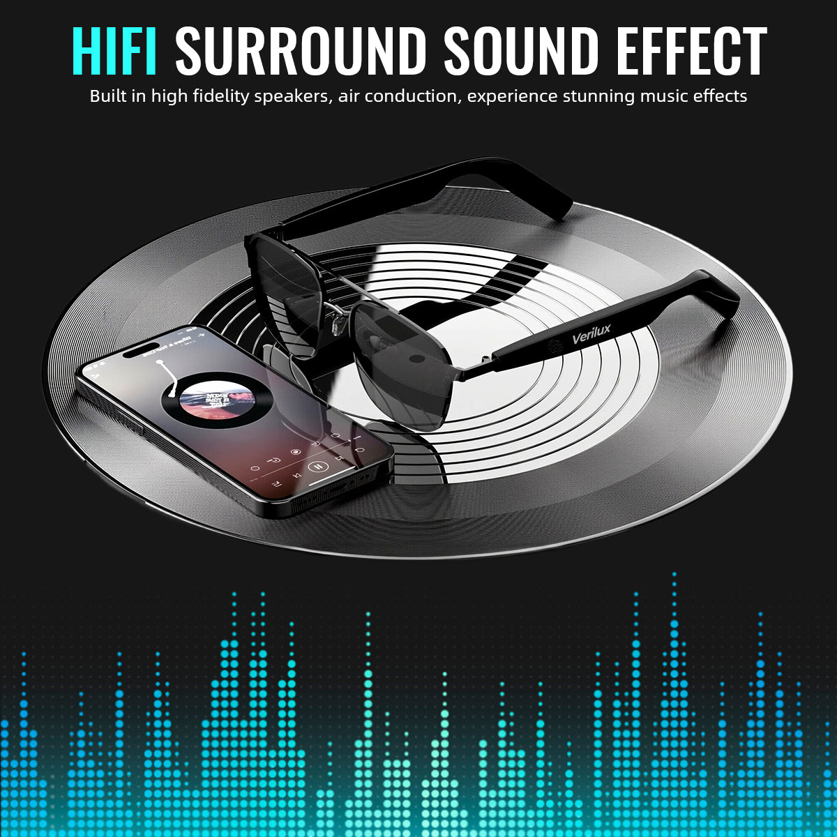 Verilux® Smart Glasses,Polarized Sunglasses with Bluetooth Speaker