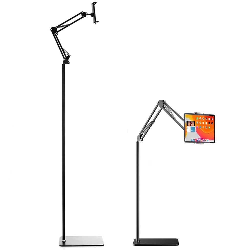 ZORBES® 5.7ft Floor Mobile Stand Tablet Holder with Flexible Arm, 360 ° Rotatable Phone Stand, Floor Mobile Holder, Phone Holder for Bed, Adjustable Phone Holder for 4.5~12.9 Inches Phone, Tablet - verilux