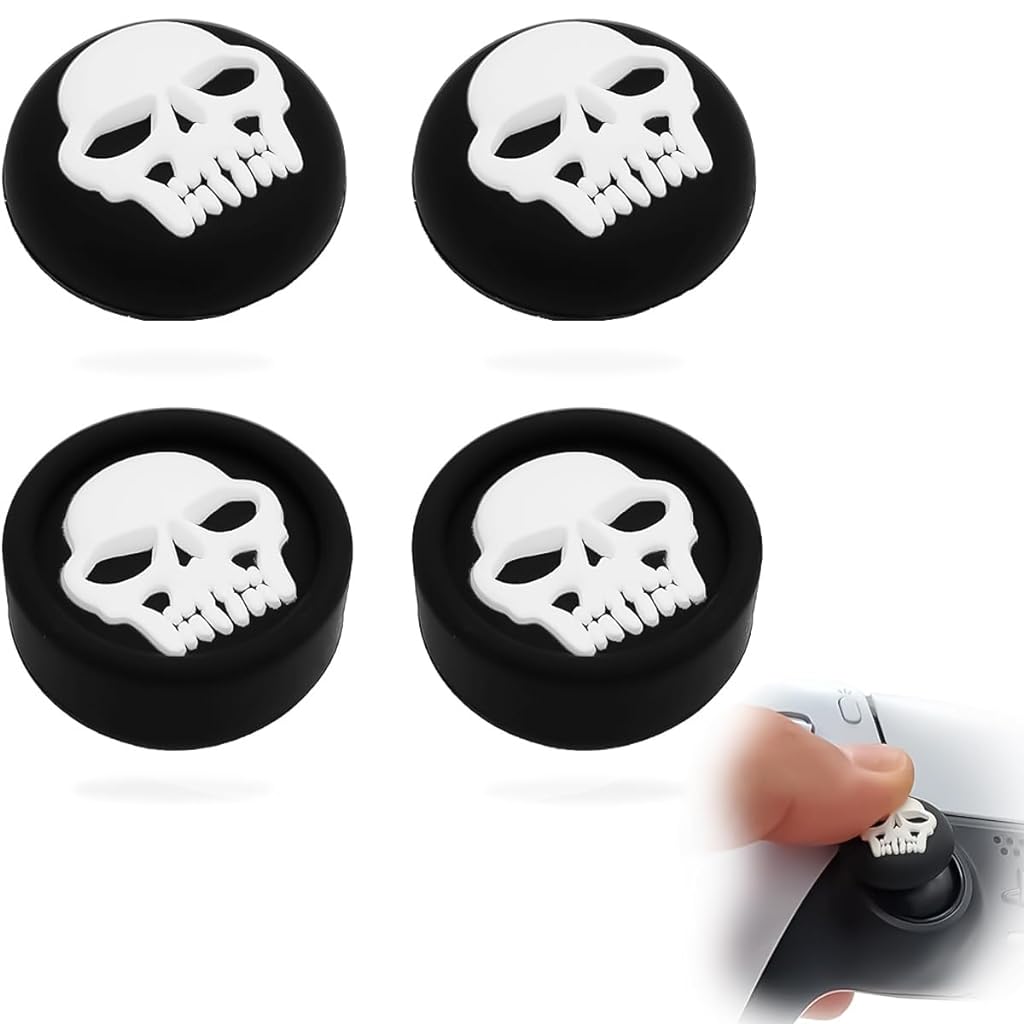 ZORBES® 4Pcs Skull Thumb Grip Caps for Playstation 5 Controller PS5 Controller Stick Joystick Attachment Silicone Cover Skull Thumb Grip PS5 Accessories Thumbsticks Cover Set for Switch Pro Controller - verilux