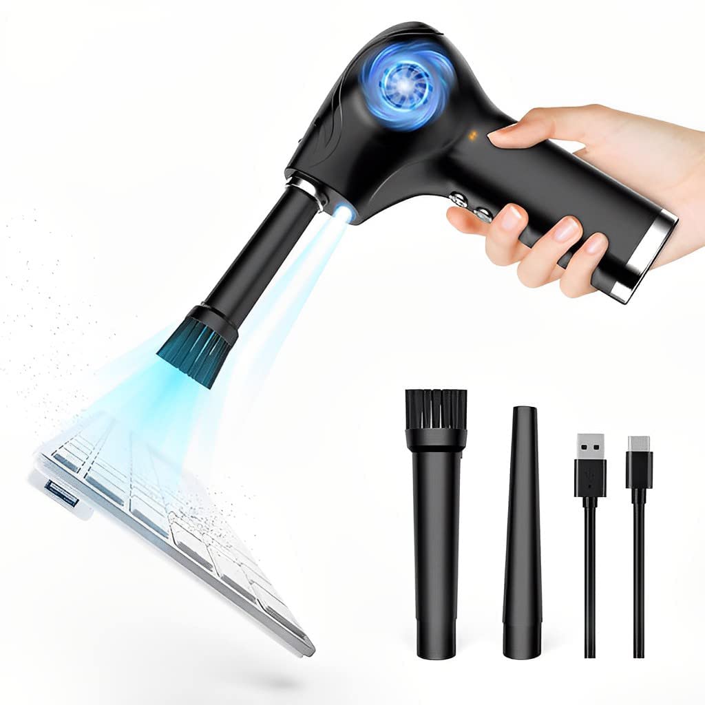 Supvox® Cordless Electric Air Duster, With 2 Type of Nozzles, Powerful 45000 RPM USB Rechargeable Air Duster, Keyboard Duster, Air Blower Duster for Computers, Electronics Cleaning Computer Cleaner