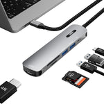 Verilux USB C HUB 6 in 1 Type C HDMI Adapter Type C Hub with 4K@30Hz HDMI, USB 2.0/3.0 Port, SD/TF Card Reader, 2 in 1 PD 100W & USB C Data Port for Laptop, MacBook Pro/Air M1&M2 (20cm Braided Cable) - verilux