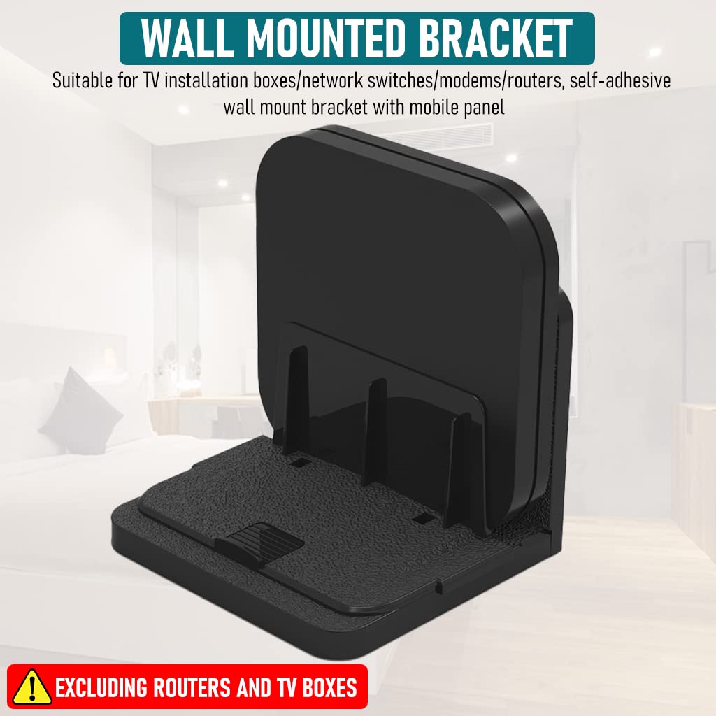 ZORBES® Set Top Box Stand Wall Mount Router Stand for TV Setup Box/Modems/Network Switches/Routers, WiFi Stand Wall Mounted with Moving Panel, for Apple TV/Mac Mini, Sky Q Mini