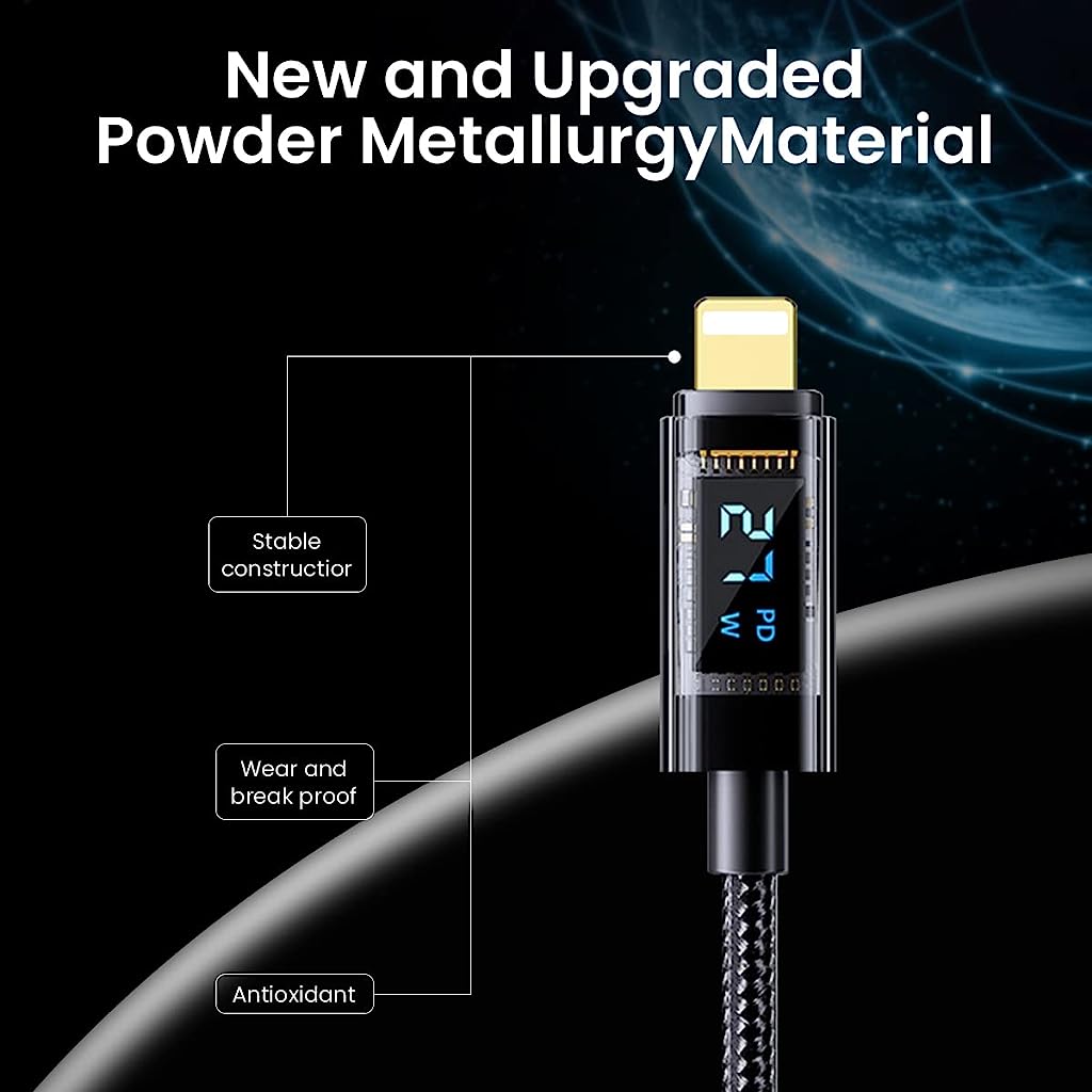 27W Type C To Lightning Cable wtih LED Display