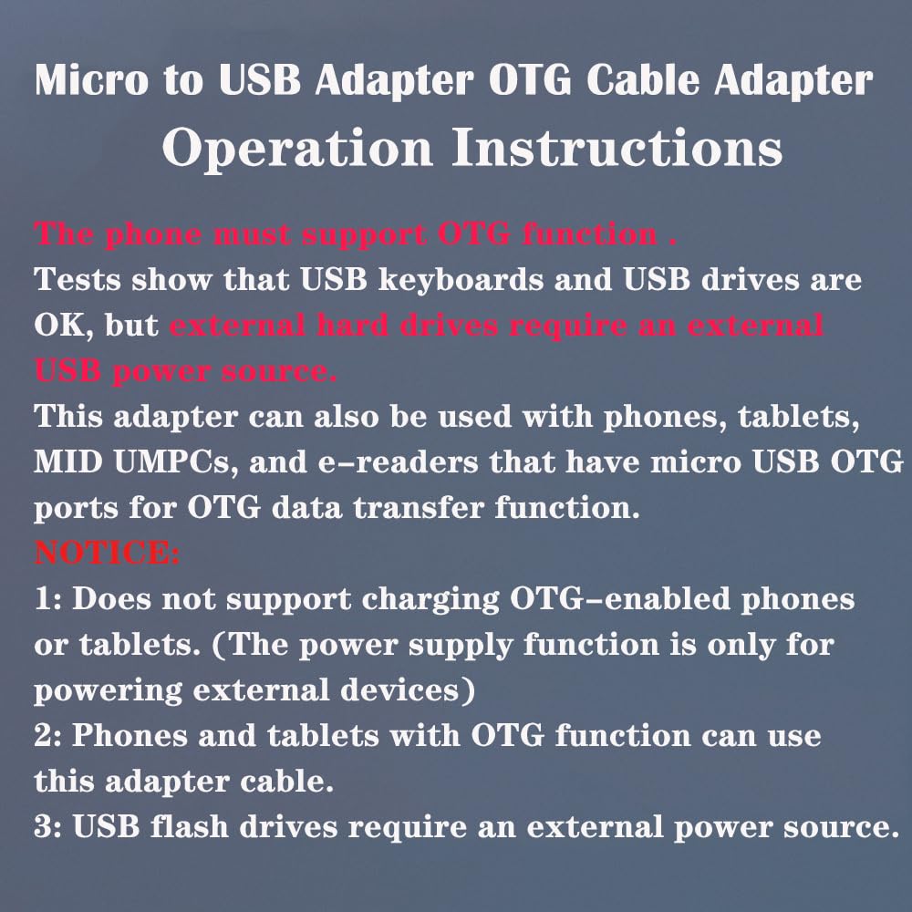 Verilux® Micro to USB Adapter OTG Cable Adapter