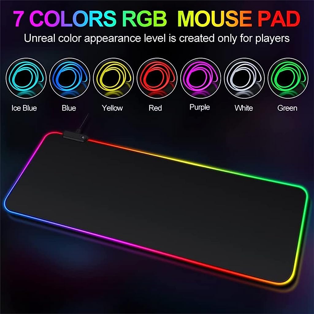 Verilux LED Gaming Mouse Pad RGB Mouse Pad with 14 Lighting Modes, Non-Slip Rubber Base Mouse Mat for Laptop Computer PC Games