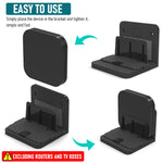 ZORBES® Set Top Box Stand Wall Mount Router Stand for TV Setup Box/Modems/Network Switches/Routers, WiFi Stand Wall Mounted with Moving Panel, for Apple TV/Mac Mini, Sky Q Mini