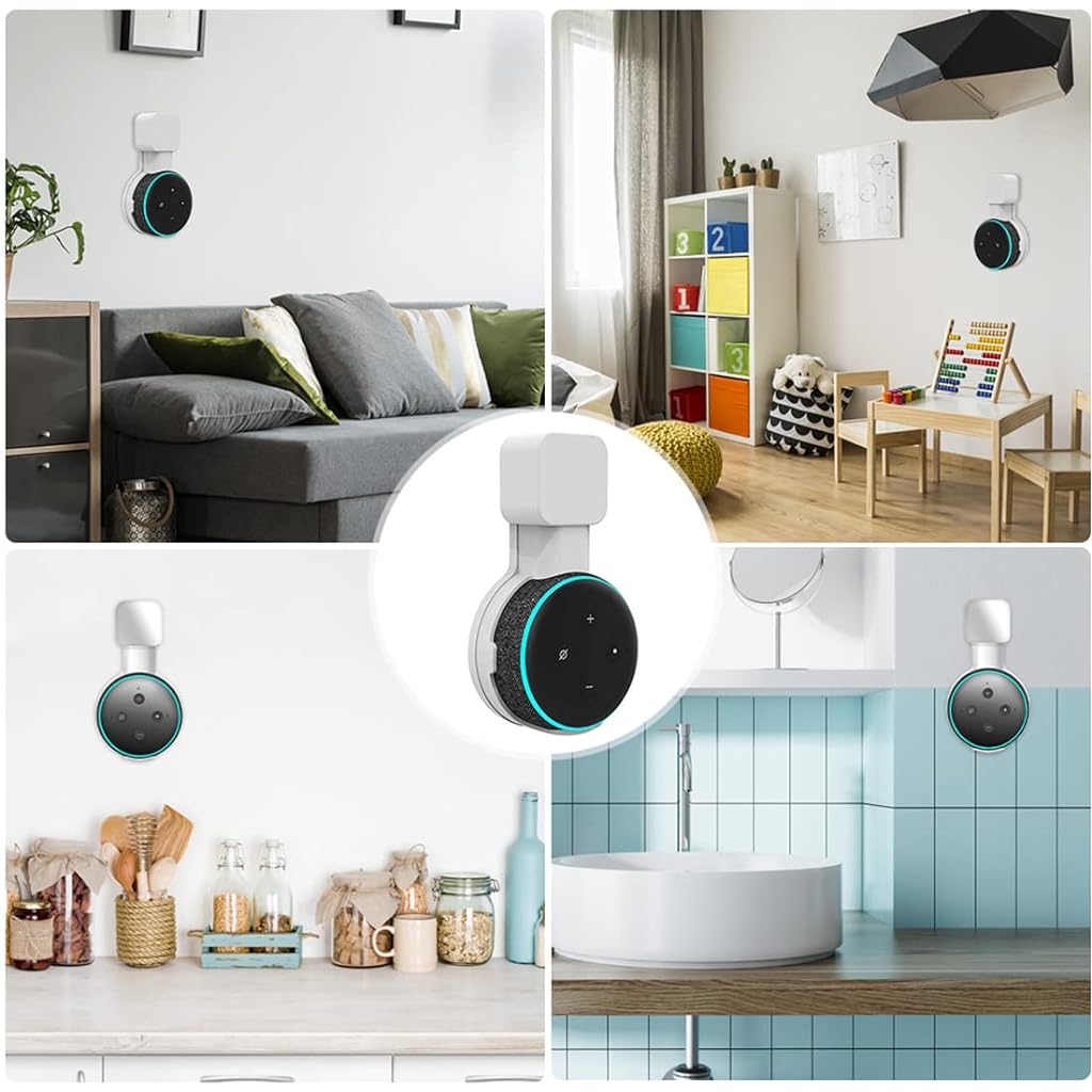 ZORBES® Wall Adapter Holder for Alexa Echo Dot 3rd Generation,A Space-Saving Solution with Cord Management for Your Smart Home Speakers, Alexa Echo Dot Accessories (White)