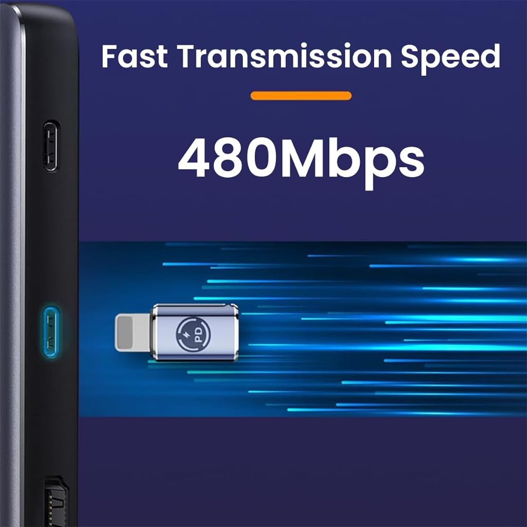 Verilux® USB C to Light-ing Adapter USB C Adapter for iPhone, Lightn-ing to USB C Portable 27W Fast Charging USB C Adapter Support Data Sync USB C Adapter for iPhone 1413/12/11, iPad Air - verilux