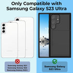 ZORBES® Phone Case for Galaxy S23 Ultra Fashion Galaxy S23 Ultra with Hidden Card Slot Hard Phone Cover with Card Holder Anti-Scratch Phone Case for Samsung Galaxy S23 Ultra 2023, Matte Black