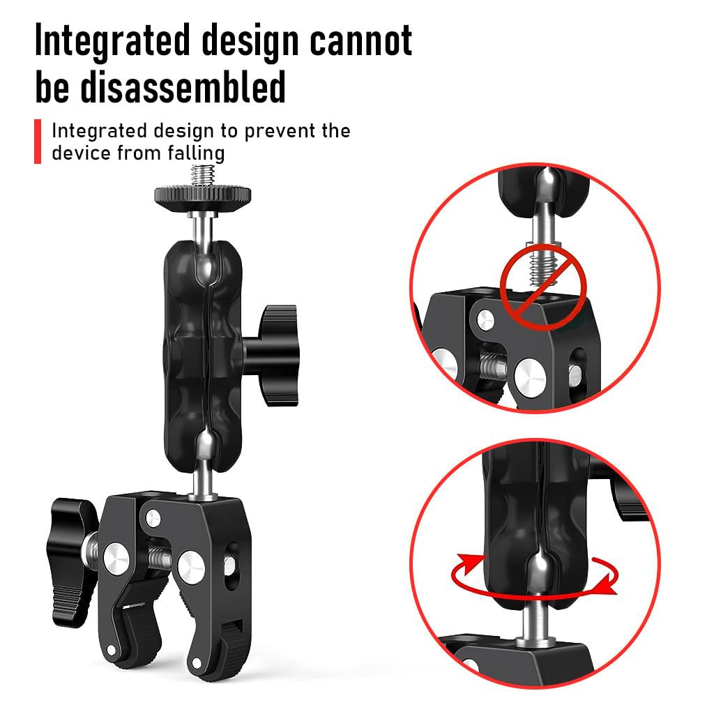ZORBES® Camera Clamp Mount Action Camera Bike Mount Universal 1/4" Camera Clamp Mount 360° Rotatable Camera Clamp Mount for Nikon DSLR Camera/Gopro/LED Lights/Ronin-M/Ronin MX/Freefly MOVI Use - verilux