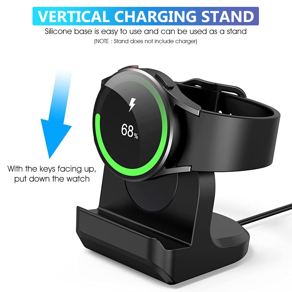 ZORBES® Silicone Stand for Samsung Galaxy Watch 5 40mm 44mm/Galaxy Watch 5 Pro 45mm Charger, Charger Stand Charging Base Holder with Integrated Cable Management Slot, Black (Cable not Included)