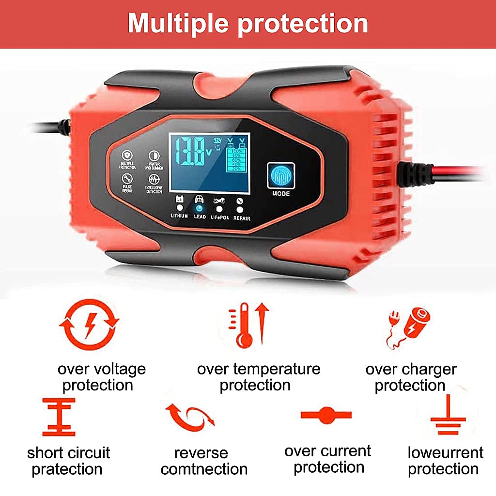 6A 12V/3A 24V Car Battery Charger (Red)