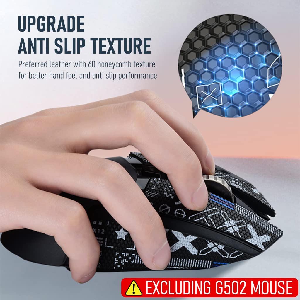 Verilux Mouse Grip Tape for Logitech G Pro Wireless Mouse Pre-Cutted Self-Adhesive Mouse Grip Tape Sweat-Proof Anti-Slip Non-Fading Gaming Mouse Skin Cool Mice Upgrade Kit (NOT Included Mouse) (Light Black)