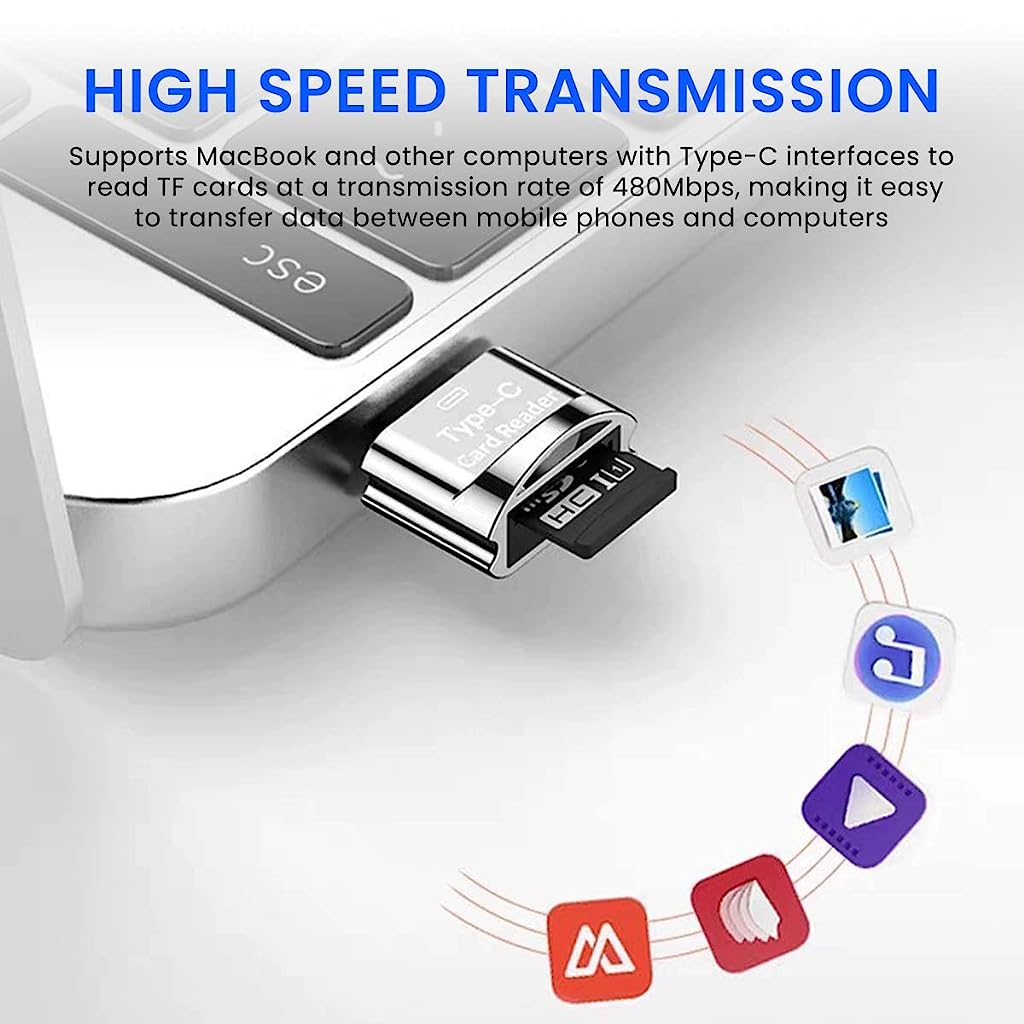 Verilux Micro SD Card Reader Mini Type C Card Reader TF Card Reader with Keychain USB C to Micro SD SDHC SDXC OTG Memory Card Reader Compatible with Laptops, MacBook Pro, Galaxy Note 20 S20 - verilux