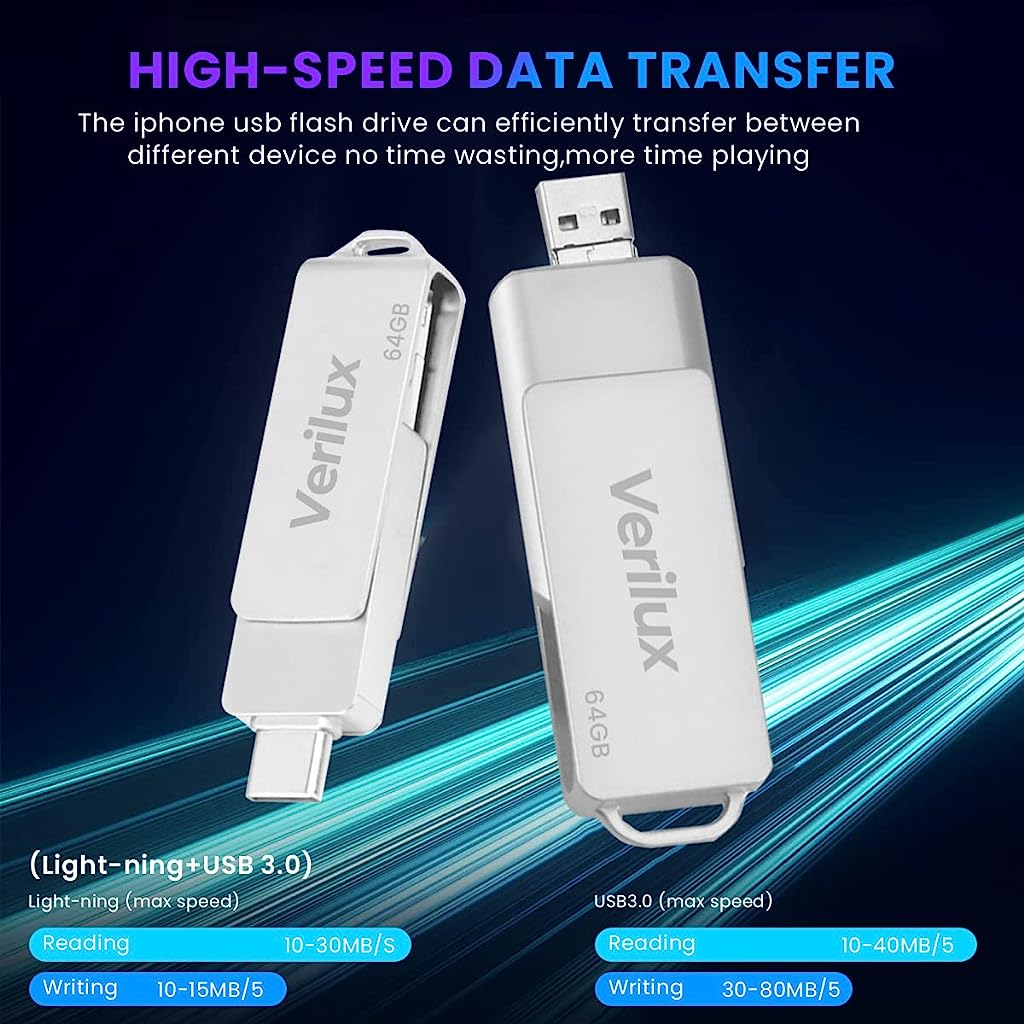Pendrive 64GB 3 in 1 USB 3.0 Flash Drive - verilux