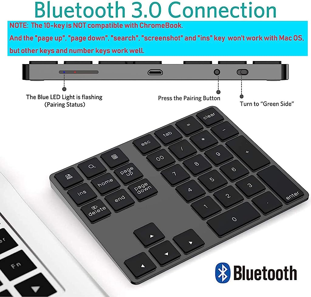 34-Keys Bluetooth Numeric Keypad