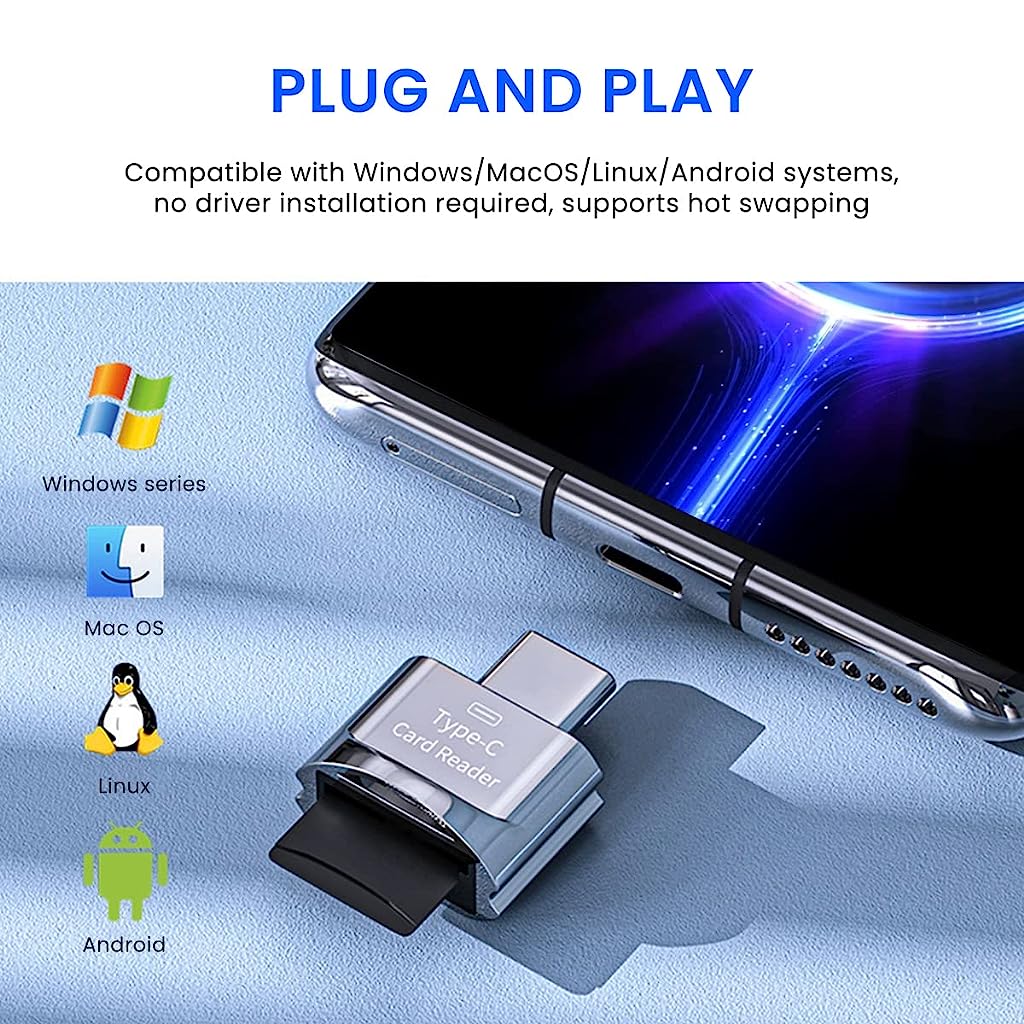 Verilux Micro SD Card Reader Mini Type C Card Reader TF Card Reader with Keychain USB C to Micro SD SDHC SDXC OTG Memory Card Reader Compatible with Laptops, MacBook Pro, Galaxy Note 20 S20 - verilux