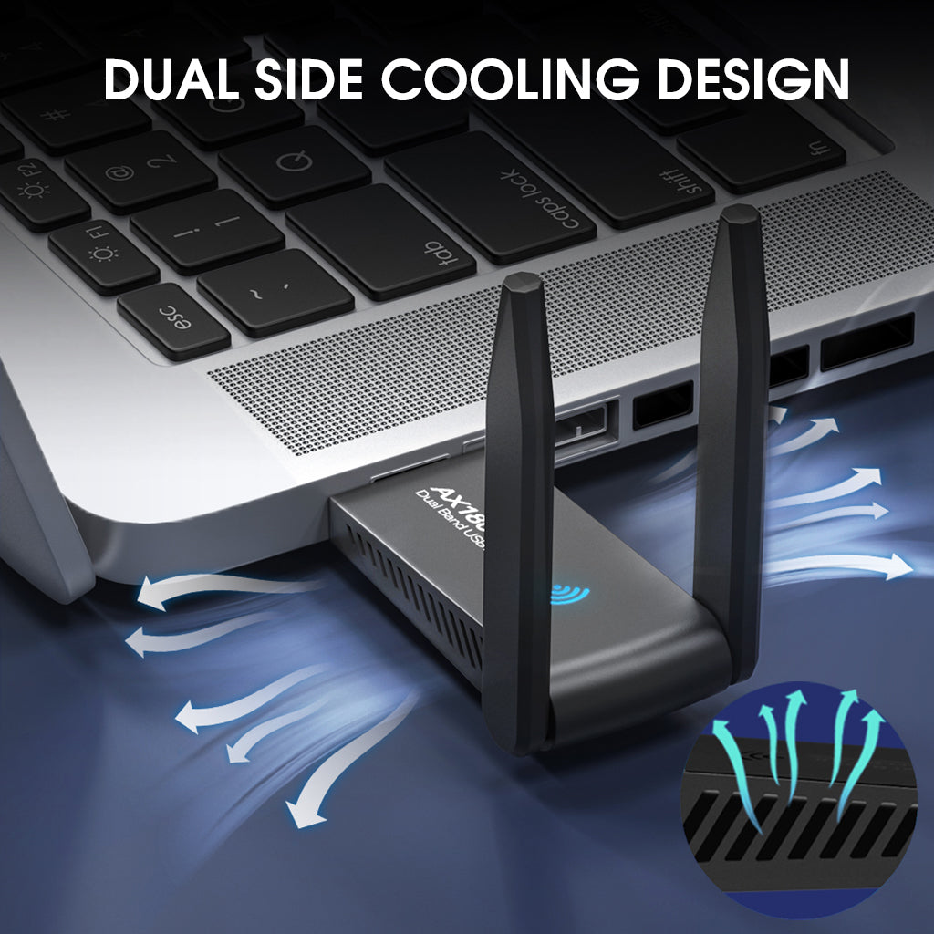 Verilux USB WiFi 6 Adapter for PC, AX1800 USB 3.0 Dual Band 5Ghz/2.4Ghz, High Gain 802.11ax Wireless Network Adapter for PC Desktop, Laptop, Supports Windows 11/10/7 - verilux