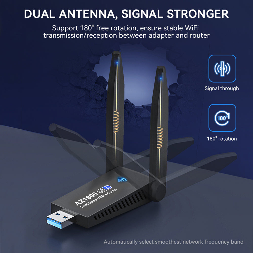 Verilux USB WiFi 6 Adapter for PC, AX1800 USB 3.0 Dual Band 5Ghz/2.4Ghz, High Gain 802.11ax Wireless Network Adapter for PC Desktop, Laptop, Supports Windows 11/10/7 - verilux