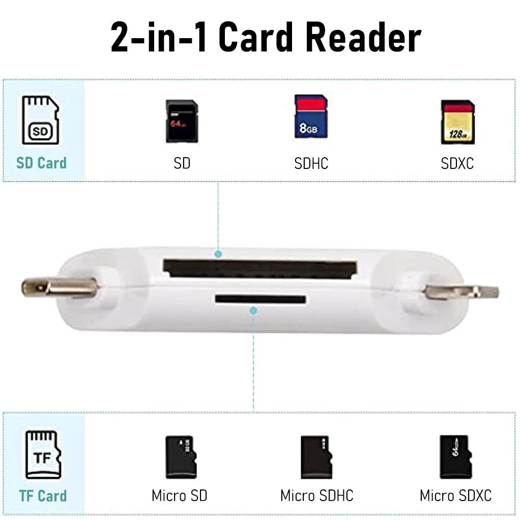 Verilux SD Card Reader 3 in 1 Micro SD Card Reader with Light-ning, USB A, Type-C Interface, OTG Card Reader with Magnetic Cap Memory Card Reader Compatible with iPhone, iPad, MacBook, PC, Tablet