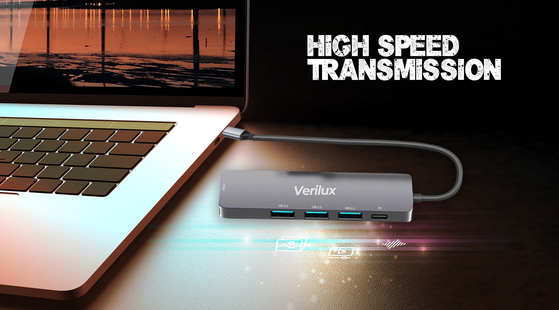 Verilux® USB C Hub, 5 in 1 Portable Aluminum USB