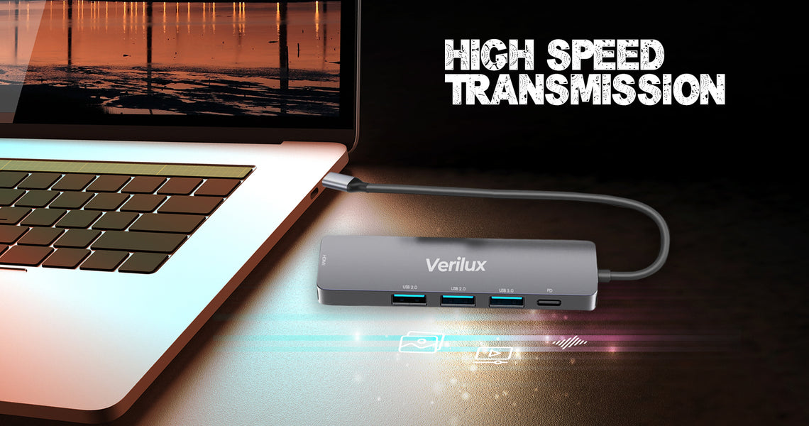 Verilux® USB C Hub, 5 in 1 Portable Aluminum USB
